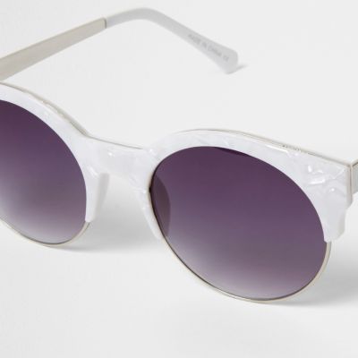 White marble print smoke lens sunglasses